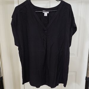 Liz Claiborne Black V-Neck Blouse